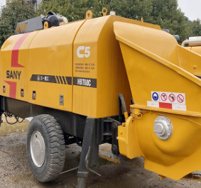 2019 Used Stationary Concrete Pump HBT60C 65m3/H With Diesel Engine