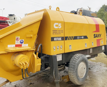 2019 Used Stationary Concrete Pump HBT60C 65m3/H With Diesel Engine